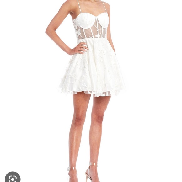 ISO! In search of: B Darlin Floral-Embroidered Mesh Fit and Flare Dress - Picture 1 of 1